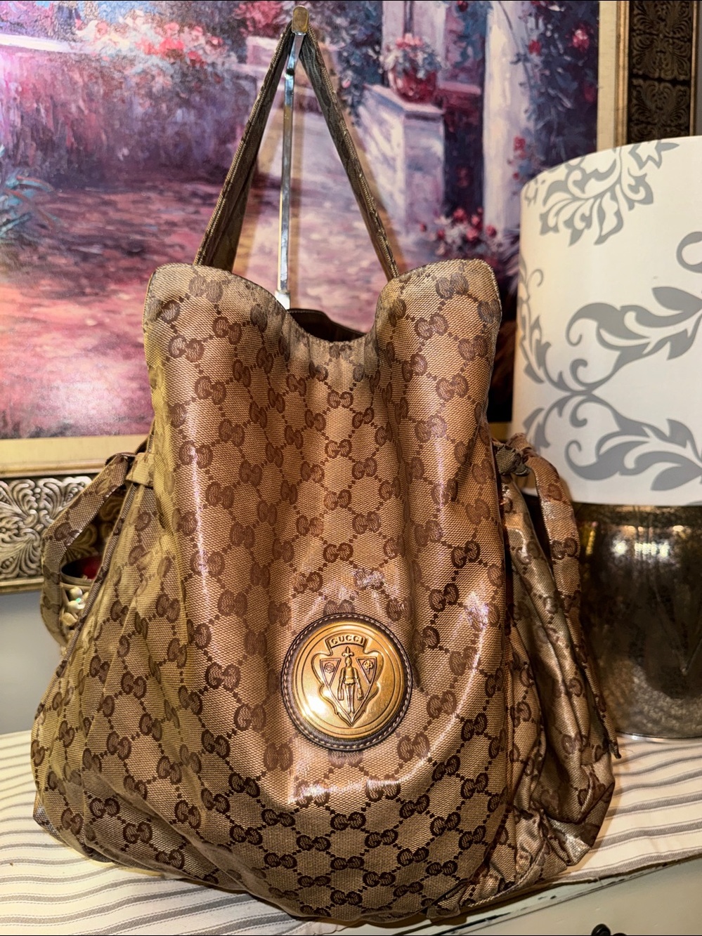 Gucci Hysteria Crystal GG Monogram Hobo Bag with Gold Emblem & COA - GUC